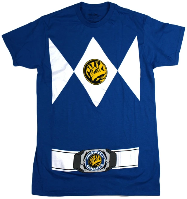 Main image of Power Rangers Men's Costume Style, Crew Neck, Short Sleeve T-Shirt, Blue, S