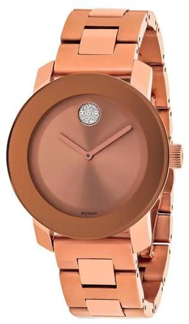 Alt view image 13 of 20 - Movado Bold Ladies Crystal Rose Gold Tone Bracelet Swiss Quartz Watch 3600086