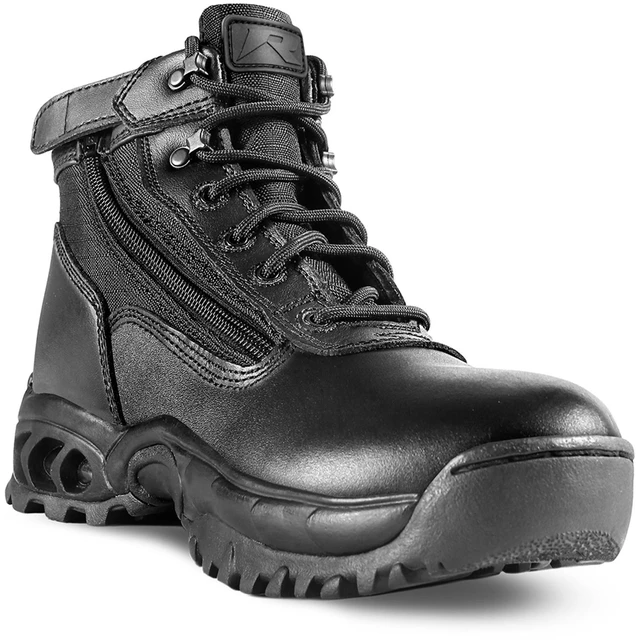 Main image of Ridge Men Waterproof Leather Non-Slip Tactical Military Work Black Shoe Boot - (M)4.5 (W)6.0