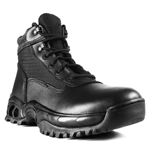 Alt view image 4 of 6 - Ridge Men Waterproof Leather Non-Slip Tactical Military Work Black Shoe Boot - (M)4.5 (W)6.0