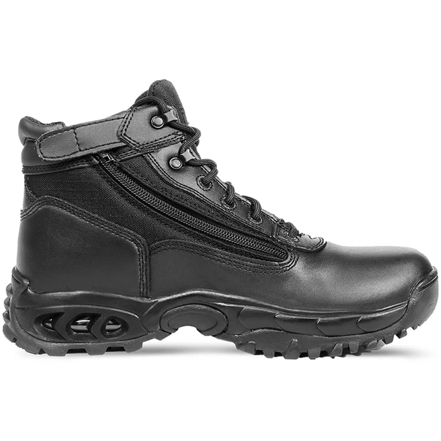 Alt view image 5 of 6 - Ridge Men Waterproof Leather Non-Slip Tactical Military Work Black Shoe Boot - (M)4.5 (W)6.0