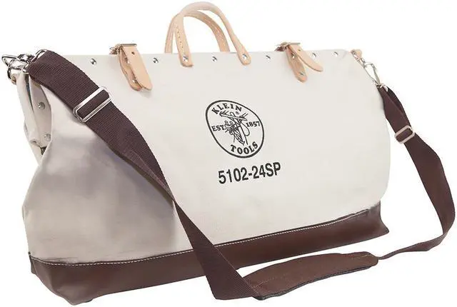 Alt view image 9 of 14 - KLEIN TOOLS 5102-24SP Tool Bag, Brown, Canvas, 17 Pockets