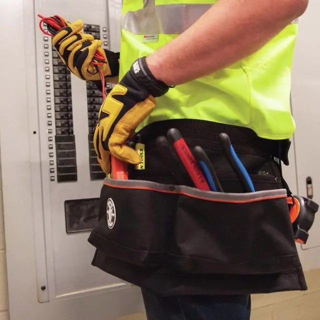 Alt view image 9 of 16 - KLEIN TOOLS 5244 Black Ballistic Polyester Tool Belt, 6 Pockets, 5244