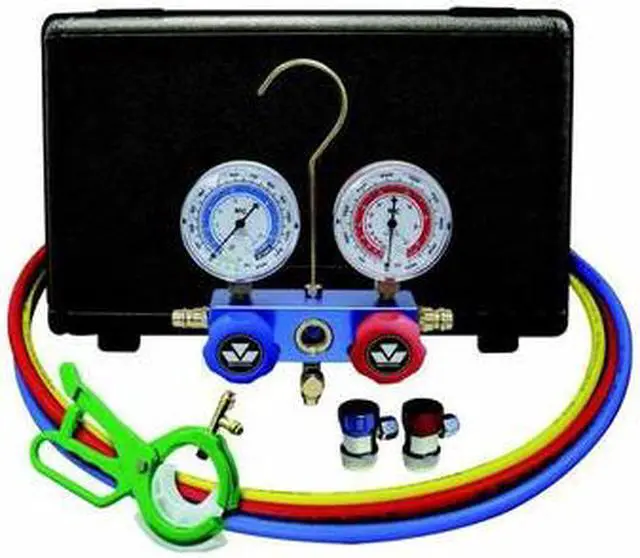 Alt view image 2 of 3 - 89661PRO Aluminum 2-Way Manifold Set with 3-in-1 Side Mount Tap Valve