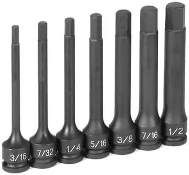 Alt view image 3 of 4 - Grey Pneumatic 1247H 7-Piece 3/8 in. Drive SAE 4 in. Hex Impact Drive Socket Set