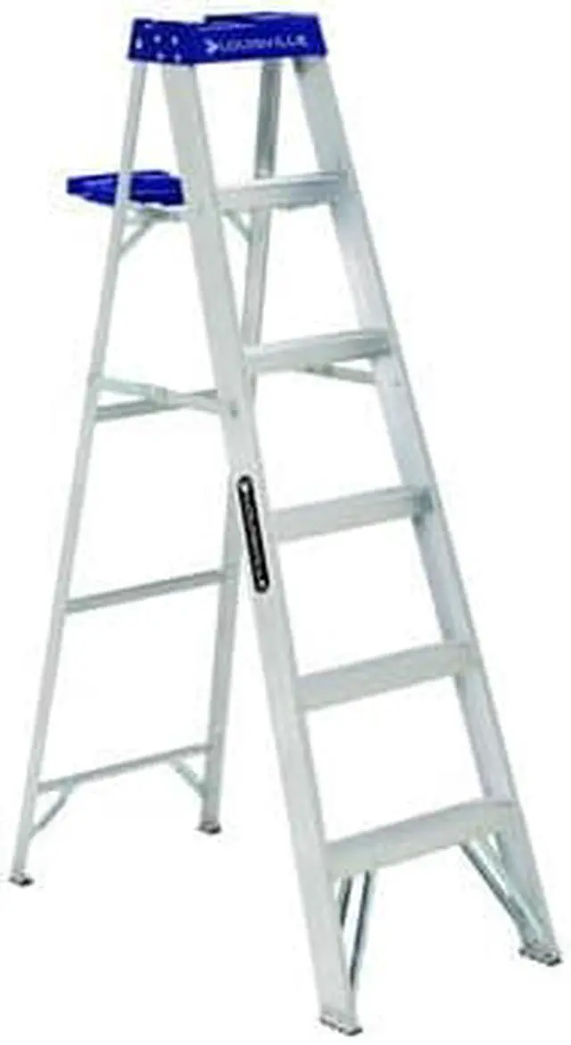 Alt view image 3 of 18 - Louisville AS2106 6 ft. Type I Duty Rating 250 lbs. Load Capacity Aluminum Step Ladder with Molded Pail Shelf