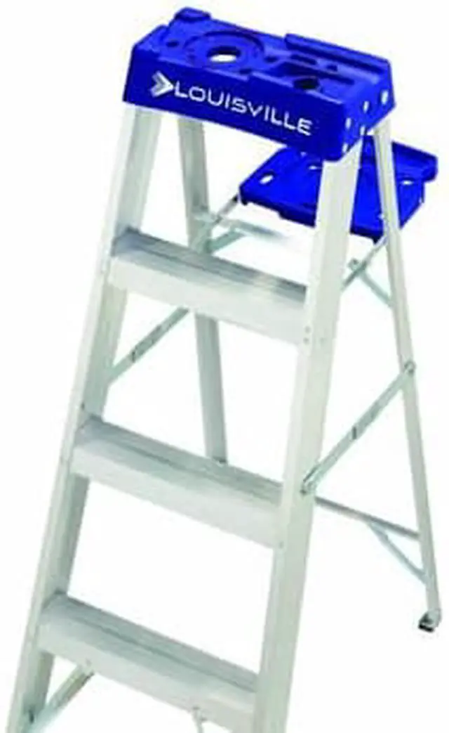 Alt view image 4 of 18 - Louisville AS2106 6 ft. Type I Duty Rating 250 lbs. Load Capacity Aluminum Step Ladder with Molded Pail Shelf