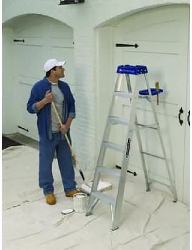Alt view image 6 of 18 - Louisville AS2106 6 ft. Type I Duty Rating 250 lbs. Load Capacity Aluminum Step Ladder with Molded Pail Shelf