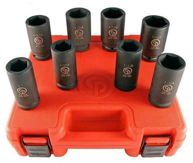 Alt view image 3 of 8 - Chicago Pneumatic S6008D 8 piece 3/4" Drive Impact Socket Deep Set