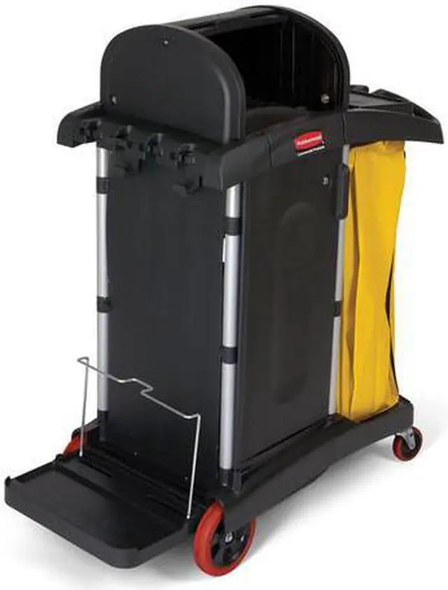 Alt view image 2 of 8 - High-Security Healthcare Cleaning Cart, 22w x 48.25d x 53.5h, Black 9T7500BK