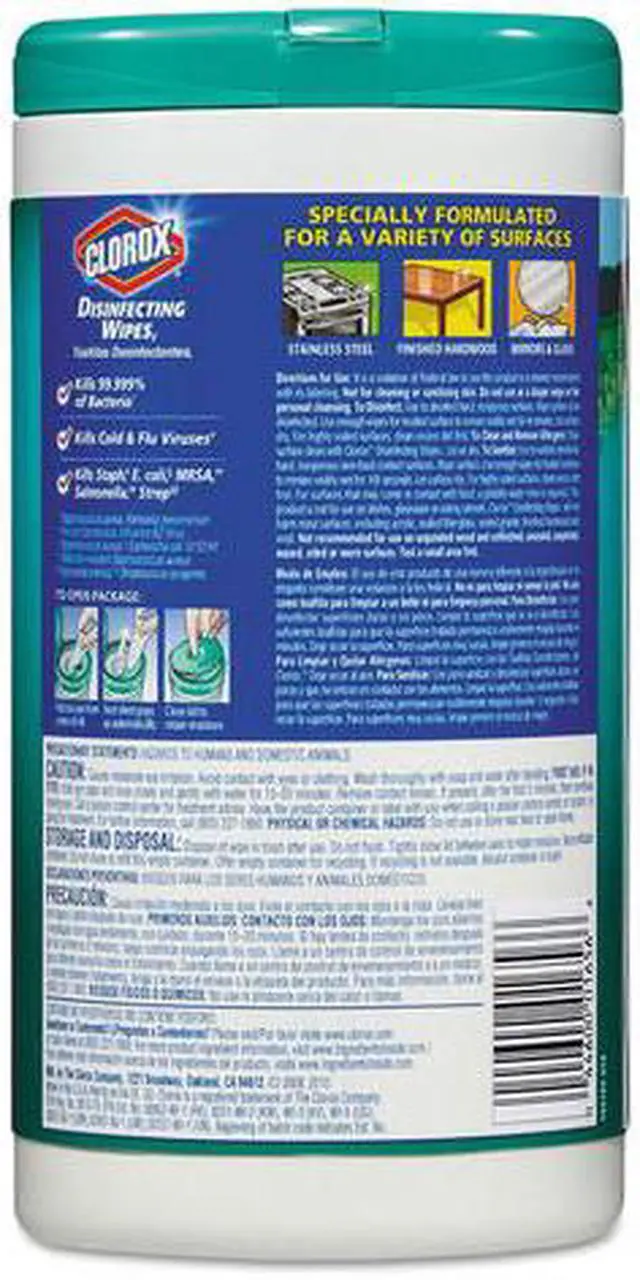 Alt view image 3 of 3 - Clorox Disinfecting Wipes, 7 x 8, Fresh Scent, 75/Canister x 6
