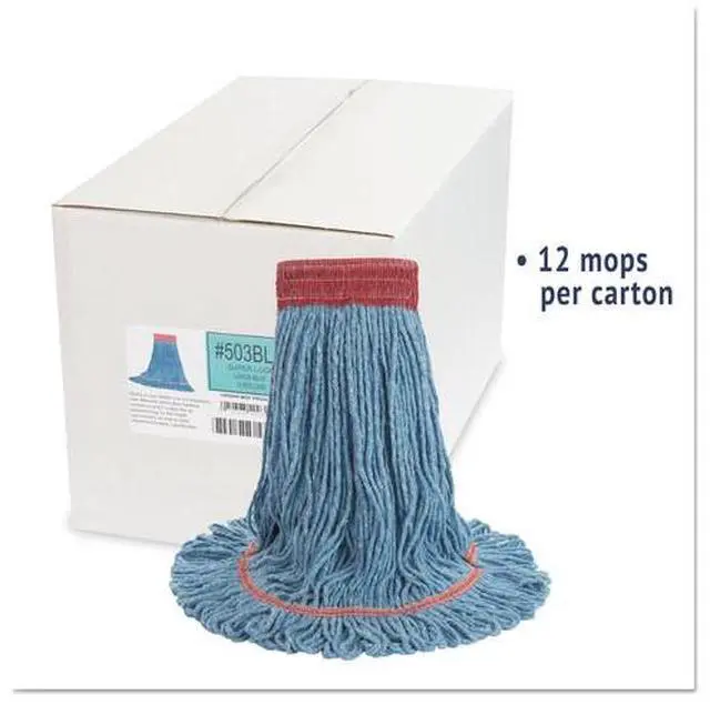 Alt view image 6 of 20 - Boardwalk Super Loop Wet Mop Head Cotton/Synthetic Large Size Blue 503BLEA