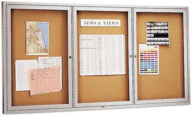 Alt view image 5 of 16 - Quartet Enclosed Bulletin Board Natural Cork/Fiberboard 72 x 36 Silver Aluminum Frame 2366
