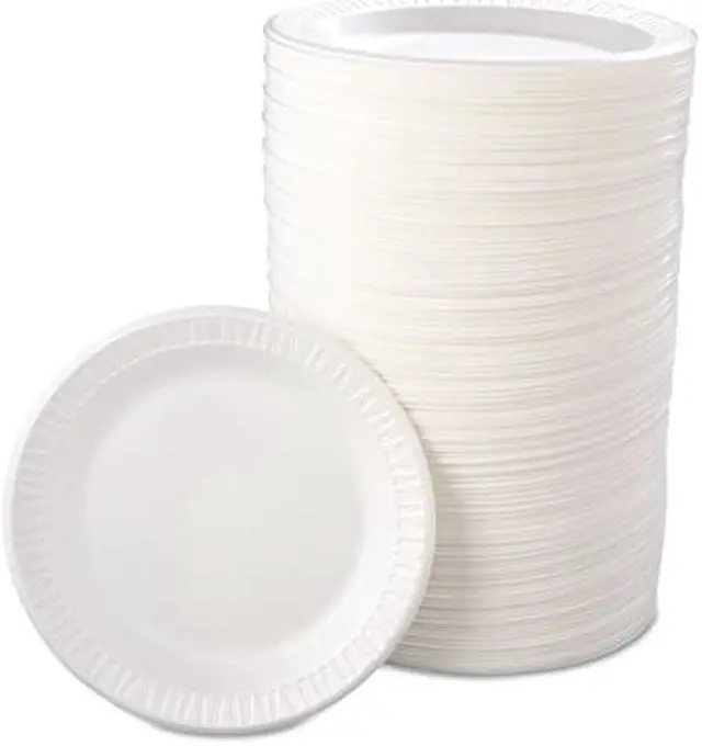 Alt view image 3 of 6 - Quiet Classic Laminated Foam Dinnerware Plate 9" dia White 125/Pack