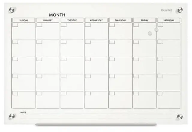 Alt view image 5 of 15 - Quartet GC3624F Infinity Magnetic Glass Calendar Boards, 2' x 1.5'