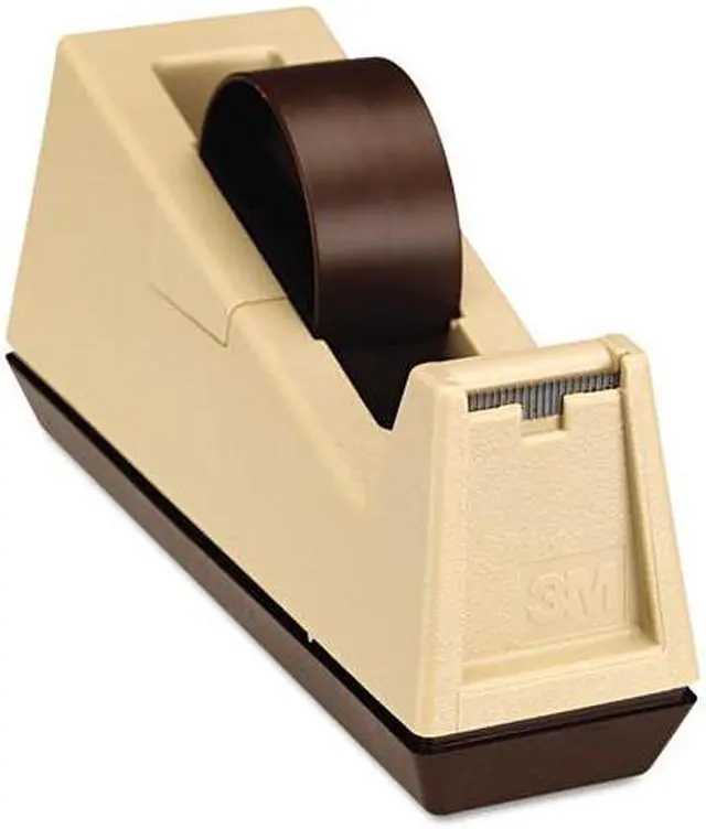 Alt view image 6 of 20 - Scotch Heavy-Duty Weighted Desktop Tape Dispenser 3" Core Plastic Putty/Brown C25