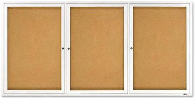 Alt view image 7 of 16 - Quartet Enclosed Bulletin Board Natural Cork/Fiberboard 72 x 36 Silver Aluminum Frame 2366