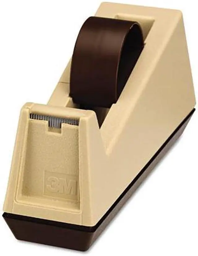 Alt view image 7 of 20 - Scotch Heavy-Duty Weighted Desktop Tape Dispenser 3" Core Plastic Putty/Brown C25