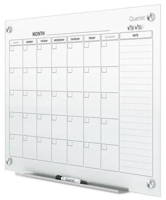 Alt view image 6 of 15 - Quartet GC3624F Infinity Magnetic Glass Calendar Boards, 2' x 1.5'