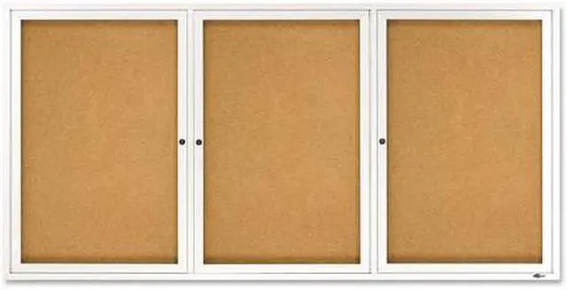 Alt view image 6 of 16 - Quartet Enclosed Bulletin Board Natural Cork/Fiberboard 72 x 36 Silver Aluminum Frame 2366