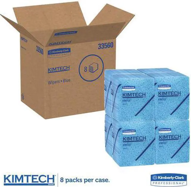Alt view image 10 of 20 - Kimberly-Clark - 33560 - KIMTEX Wipers, 1/4-Fold, 12 1/2 x 13, Blue, 66/Box, 8 Boxes/Carton