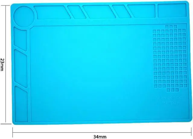 Alt view image 2 of 2 - 340mm x 230mm Working Mat Blue Heat Resisting Silicone Repair Mat S-120 for Fix Soldering Station with Scale Rule