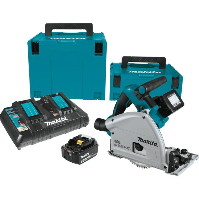 Alt view image 7 of 15 - Makita X2 Lithium-Ion 6-1/2 Inch Cordless Plunge Circular Saw Kit