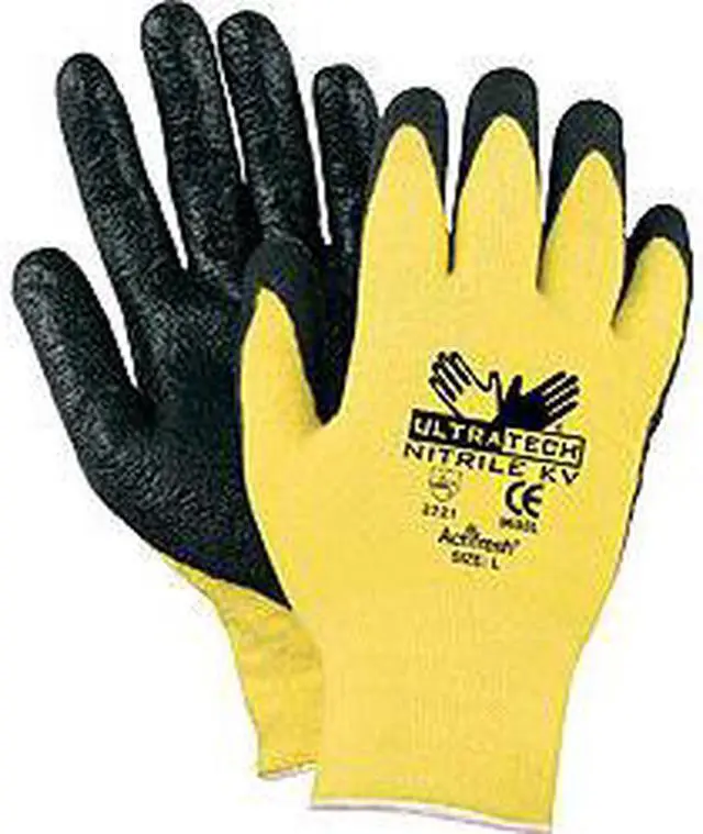 Main image of Cut Gloves,XL,Yellow/Blk,Nitrile,PR MCR SAFETY 9693XL