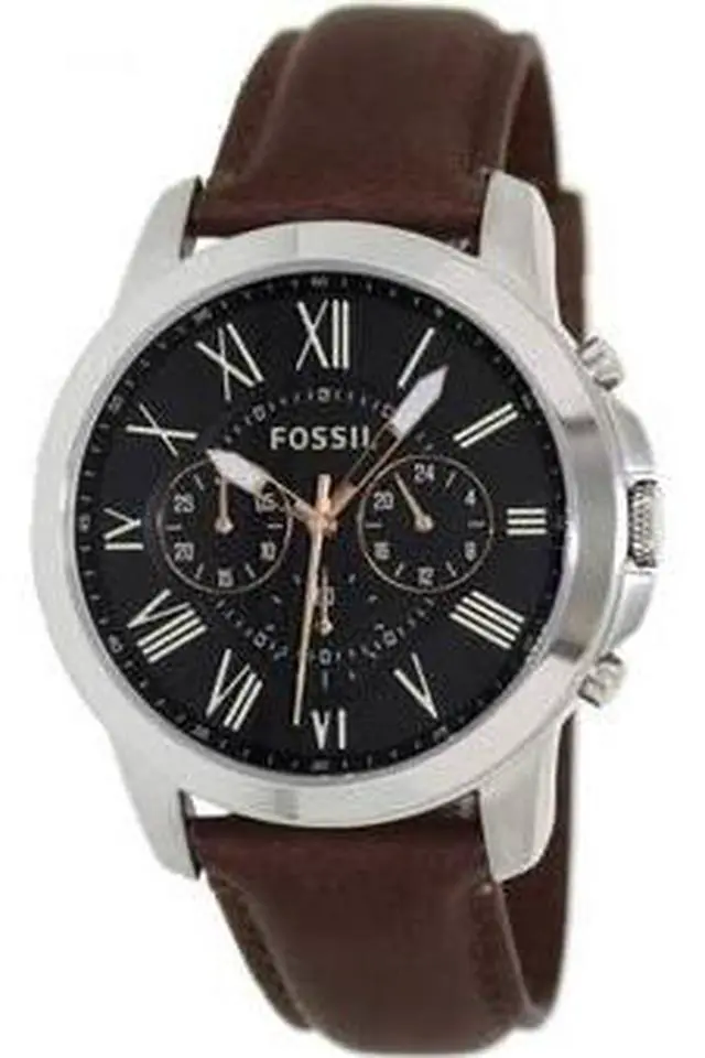 Alt view image 4 of 17 - Fossil Grant Chronograph Black Dial Brown Leather Mens Watch FS4813
