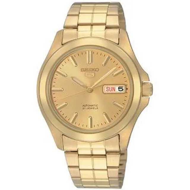 Alt view image 2 of 6 - Seiko 5 All Gold-plated Stainless Steel Mens Watch SNKK98