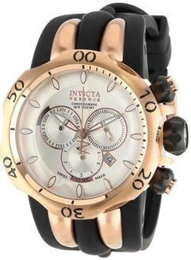 Alt view image 2 of 18 - Invicta 10832 Men's Reserve Venom Rose Gold Tone Silver Dial Rubber Strap Chrono