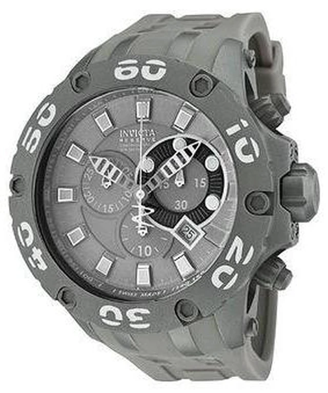 Alt view image 6 of 7 - Invicta Men's Reserve Chronograph Grey Dial Grey Polyurethane