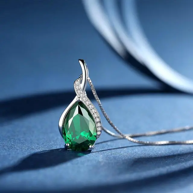 Alt view image 2 of 7 - Mabella Sterling Silver Simulated Blue Topaz Birthstone Pendant Necklace, Gifts for Women