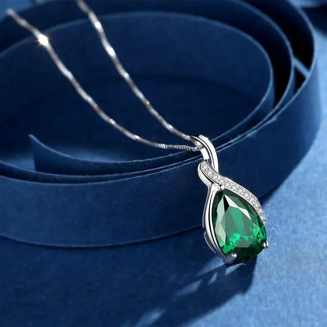 Alt view image 3 of 7 - Mabella Sterling Silver Simulated Blue Topaz Birthstone Pendant Necklace, Gifts for Women