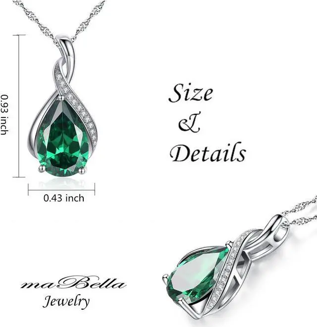 Alt view image 6 of 7 - Mabella Sterling Silver Simulated Blue Topaz Birthstone Pendant Necklace, Gifts for Women