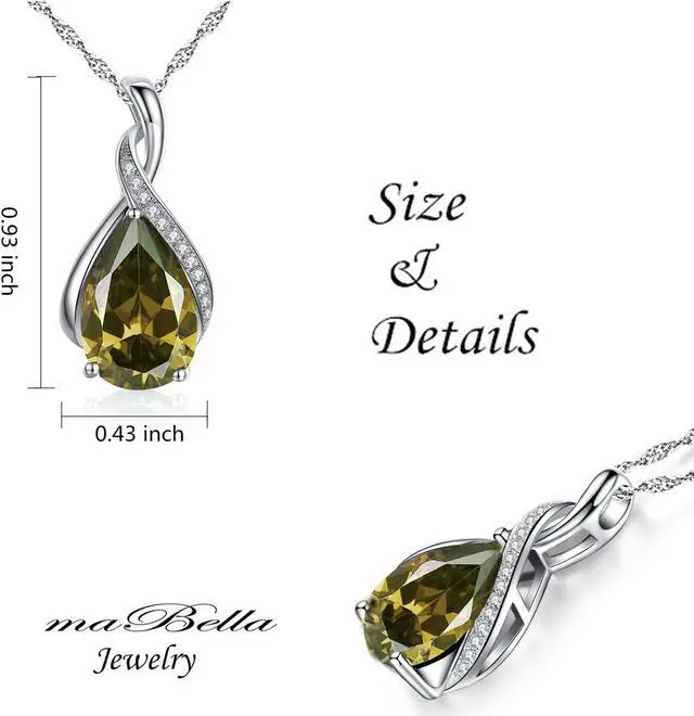Alt view image 4 of 7 - Mabella Sterling Silver Simulated Blue Topaz Birthstone Pendant Necklace, Gifts for Women