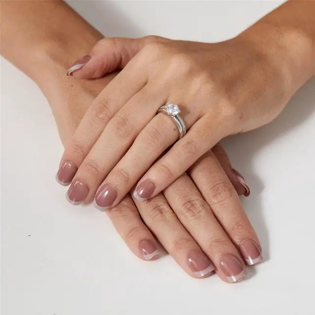 Alt view image 4 of 6 - Mabella Cubic Zirconia Engagement Ring- AAA+ Round Cut 925 Sterling Silver Rings for Women - Classic, CZ Solitaire Engagement Ring- Cute Faux Wedding Rings, Promise Ring for Her