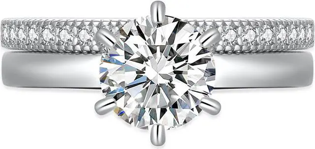 Alt view image 5 of 6 - Mabella Cubic Zirconia Engagement Ring- AAA+ Round Cut 925 Sterling Silver Rings for Women - Classic, CZ Solitaire Engagement Ring- Cute Faux Wedding Rings, Promise Ring for Her