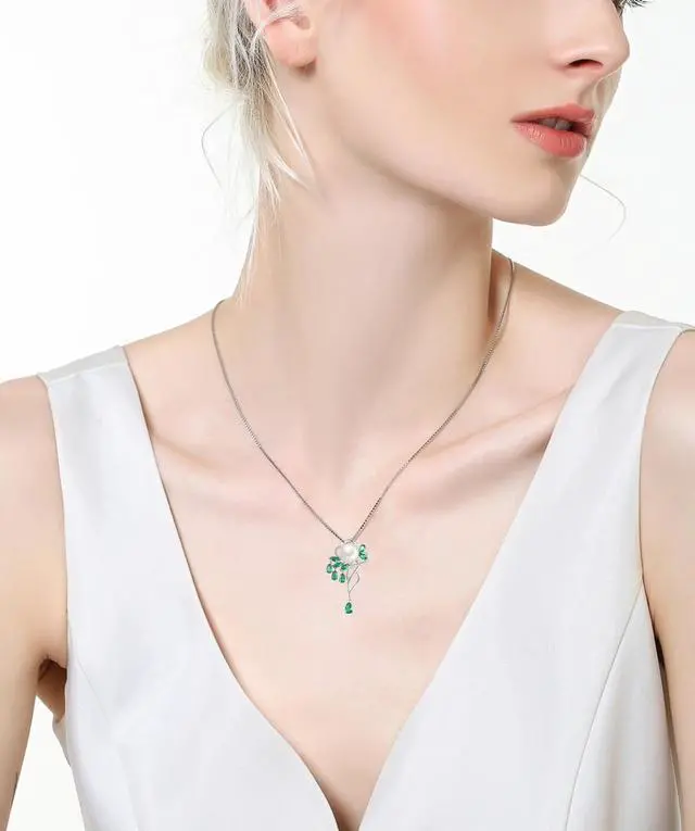 Alt view image 4 of 6 - Mabella 925 Sterling Silver 9.5-10MM AAA Freshwater Cultured Pearl Spinel Pendant Necklace for Women