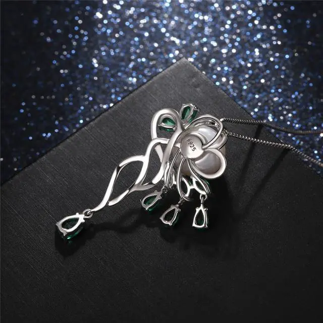 Alt view image 3 of 6 - Mabella 925 Sterling Silver 9.5-10MM AAA Freshwater Cultured Pearl Spinel Pendant Necklace for Women