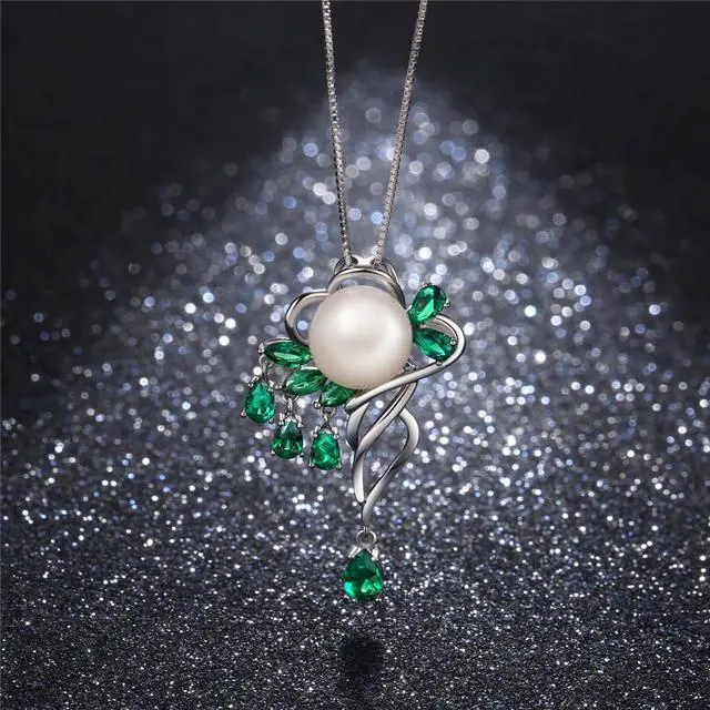 Alt view image 2 of 6 - Mabella 925 Sterling Silver 9.5-10MM AAA Freshwater Cultured Pearl Spinel Pendant Necklace for Women