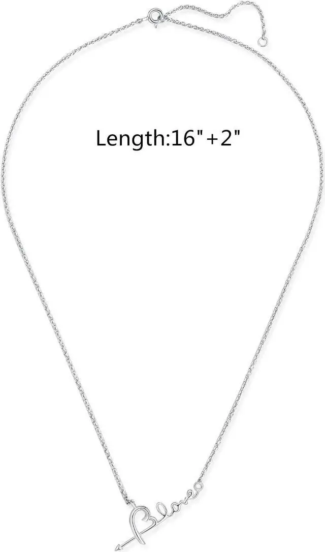 Alt view image 3 of 7 - MABELLA Solid 925 Sterling Silver Necklace Pendant for Women- Cute Arrow Love Necklace for Girls- Classy 16 to 18" Heart Necklace for Girlfriend- Gifts for Birthday, Anniversary