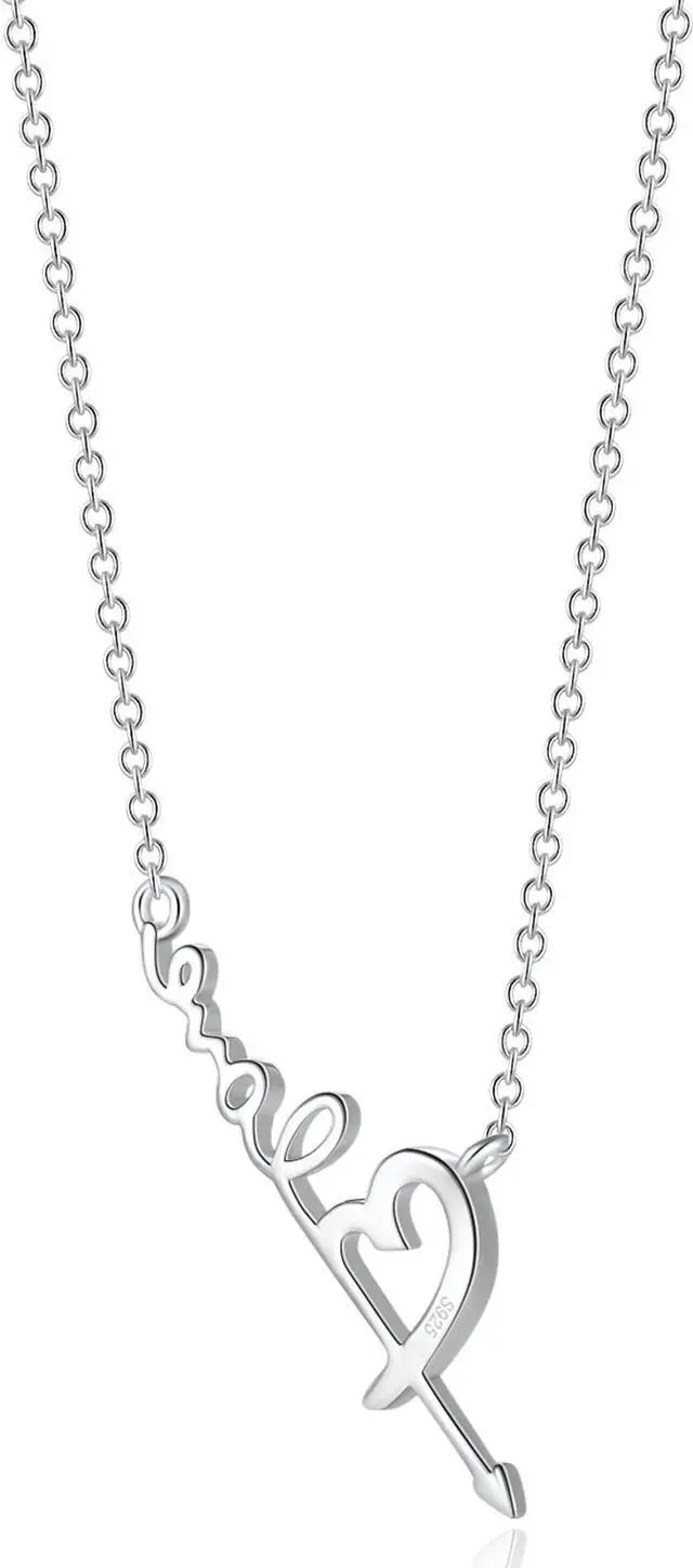 Alt view image 4 of 7 - MABELLA Solid 925 Sterling Silver Necklace Pendant for Women- Cute Arrow Love Necklace for Girls- Classy 16 to 18" Heart Necklace for Girlfriend- Gifts for Birthday, Anniversary