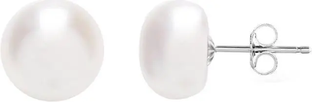 Alt view image 4 of 7 - Mabella 925 Sterling Silver AAA Genuine Freshwater Cultured Pearl White Button Stud Earrings Jewelry Gifts for Women, 6mm