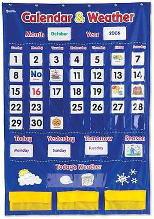 Main image of LEARNING RESOURCES CALENDAR AND WEATHER POCKET CHART