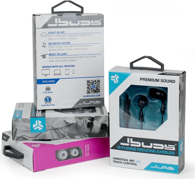 Java Earbuds JLab JBuds Hi-Fi Noise-Reducing Ear Buds with Universal Microphone ...