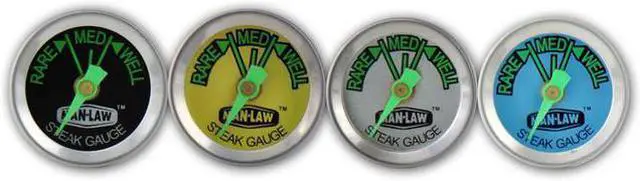 Alt view image 5 of 5 - Man Law Steak Gauge thermometer with glow in the dark dial, set of 4