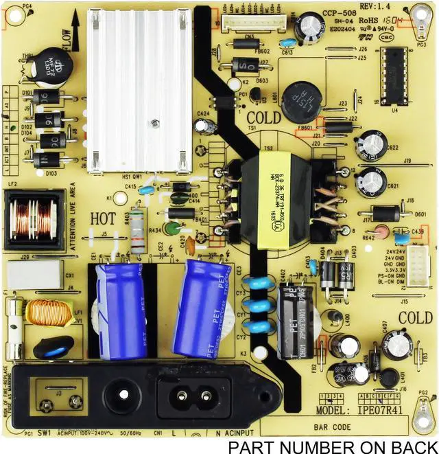 Main image of TCL 81-PBE040-G93 (IPE07R41D, CCP-508) Power Supply for 40FD2700 40FD2700LBAA