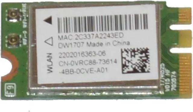 Alt view image 7 of 7 - Dell OEM Wireless DW1707 WLAN WiFi 802.11 b/g/n  Bluetooth 4.0 NGFF Card VRC88