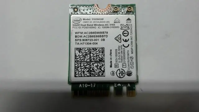 Alt view image 4 of 5 - HP 806723-001 Intel Dual Band Wireless-Ac 3165 802.11Ac, Dual Band, 1X1 Wi-Fi And Bluetooth 4.0 Wlan Module (Most Of World)
